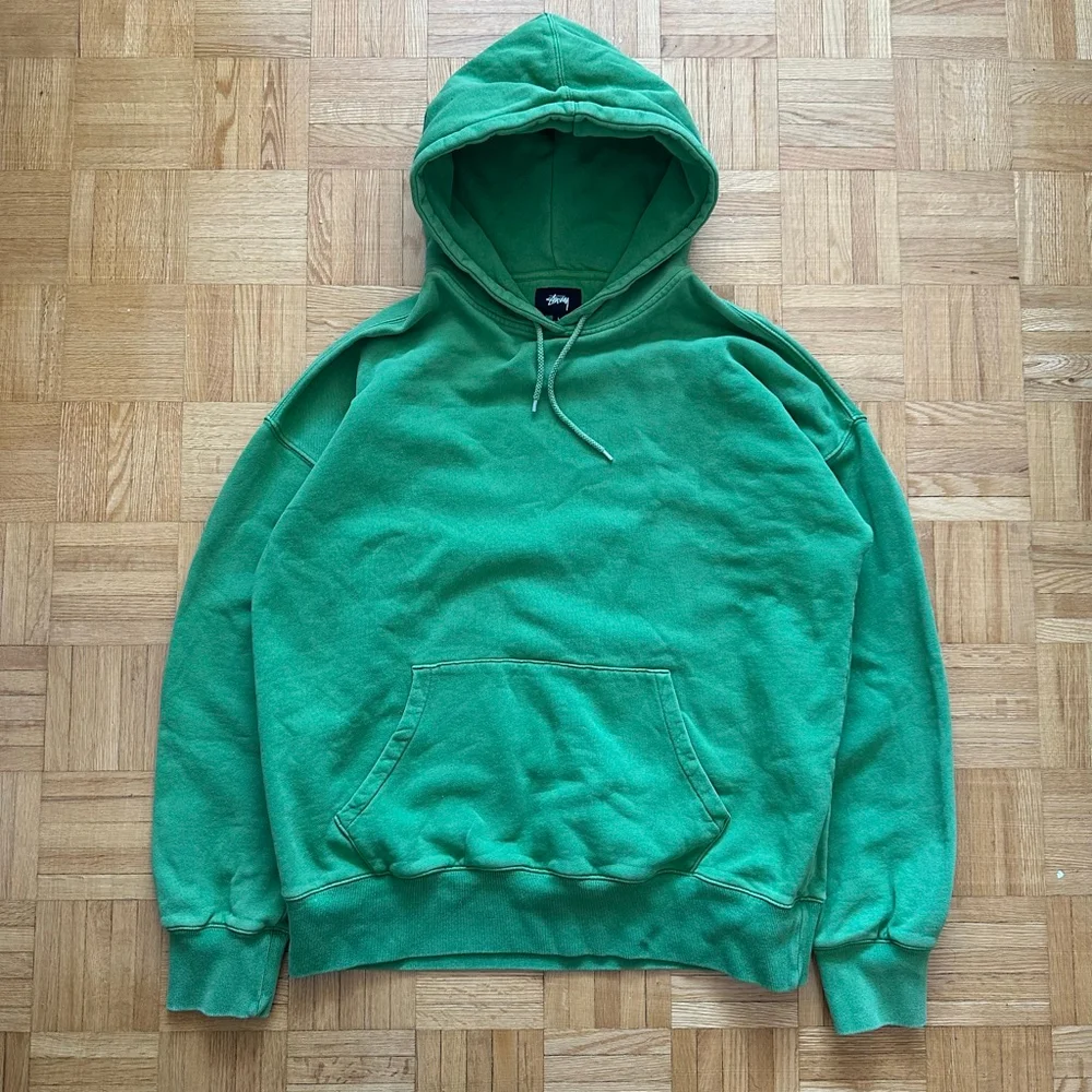 Stussy Overdyed Green Hoodie Back Logo Size Large - Picture 2 of 6